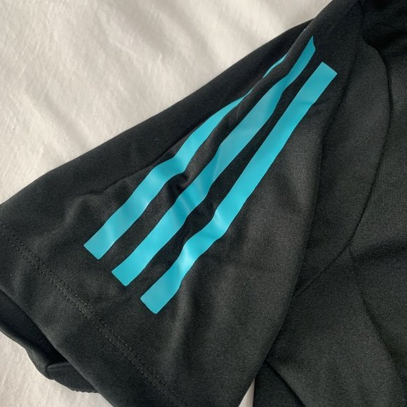 BOYS ADIDAS 3 STRIPE ATHLETIC BLACK SHIRT size lar - Picture 4 of 7